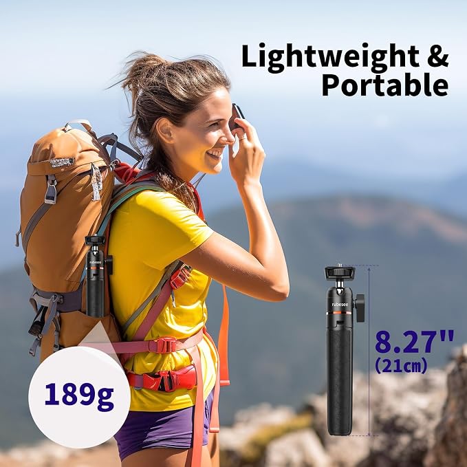 Mini Tripod for Camera, 24.61"/62.5cm Tripod Selfie Stick with 5 Levels Adjustment 360° Ball Head 1/4" Screw Desktop for DJI Osmo Pocket3 Vlog Handle Grip Insta360 Action 5 Pro/4/3 Camera - Image 7