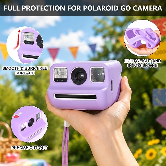 Silicone Case for Polaroid Go/Go Gen 2 Instant Print Camera, Purple | Protective Cover for Polaroid Go, Soft Silicone Case, Travel Cover Storage Bag, Wrist Strap, All-Round Protection, No Camera - Image 3