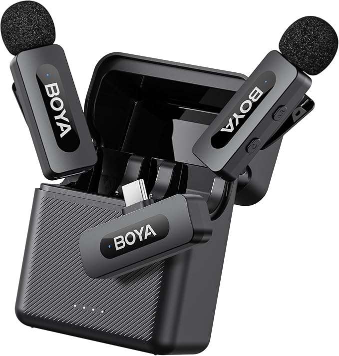 BOYA BY-V30 Wireless Lavalier Microphone,USB Type-C Mini Laple Mics for iPhone16,Android Smartphone,36H Battery,Noise Reduction,328FT Range Clip-on Condenser Mic for YouTube Interview TikTok by BOYA