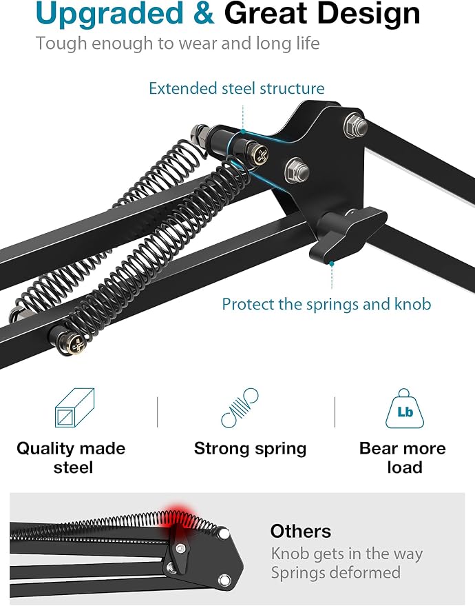 InnoGear Webcam Stand Desk Camera Mount Boom Arm for Logitech Blue Yeti | for Logitech BRIO 4K C920 C920S C922 C922x C925e C930 NexiGo N60, Stable Hold, 360° Adjustable, Easy to Adjust, Desk Mount - Image 6