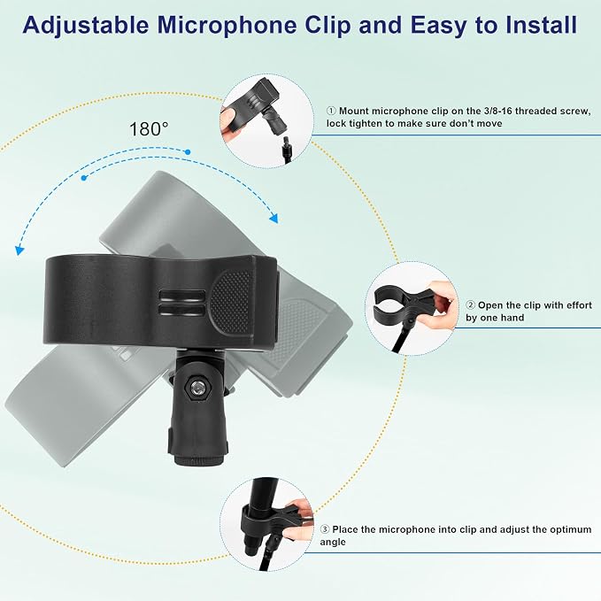 Mippko Microphone Stand Holder,21.5" Long Flexible Adjustable Magic Arm Super Crab Clamp Mic Clip 3/8"-16 to 5/8"-27 Adapter Mount,Compatible with Shure/Fifine /AT2020 /Pyle/Blue Snowball/Razer - Image 4