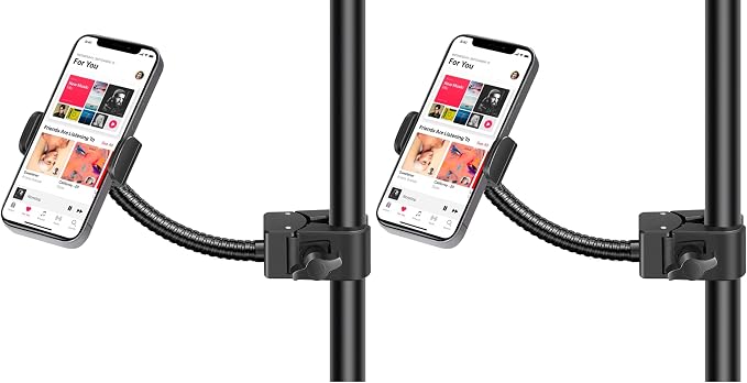 InnoGear Mic Stand Phone Holder, Flexible Gooseneck Mount Clamp for Microphone Boom Arm Tube Pipes Music Accessories for iPhone 16 15 14 13 12 MAX Pro Samsung Galaxy All Smartphones (Pack of 2) by InnoGear