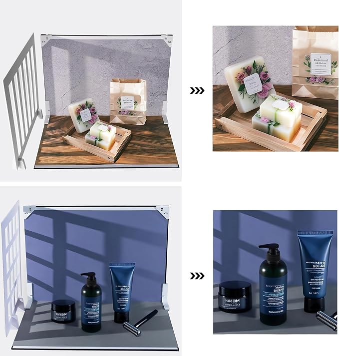 Product Photography Backdrop Kit, 11.7 x 16.5 in, 12 Double-Sided Backdrops | 24 photo background designs, foldable backdrop board and shadow props for food, skincare, jewelry and handmade products. - Image 3
