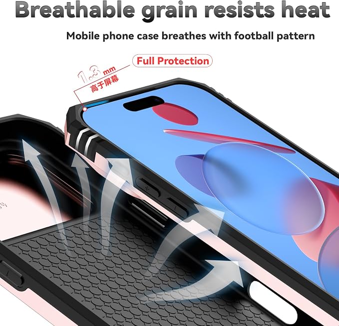 SunStory Phone Case for iPhone 17 Pro Max with HD Screen Protector & Slide Camera Cover & Rotated Ring Kickstand, [Military-Grade] Phone Case for iPhone 17 Pro Max, Rose Gold - Image 7