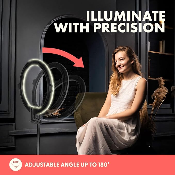11" Selfie Ring Light with 61" Tripod Stand, LED Ring Light with Phone Holder, Wired Control USB, 10 Brightness Levels, 3 Color Modes, Adjustable for Video Recording, Zoom Meetings, and YouTube - Image 3