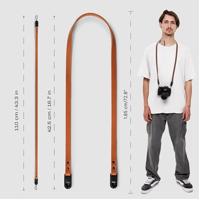 Slim Leather Camera Strap with Quick Release, Neck, Shoulder Strap - Image 7