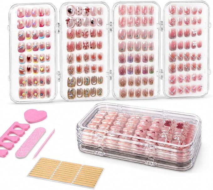 Tri-Fold Press On Nail Organizer Case | 4-Page Portable Storage Box for Fake Nails, Clear PET Plastic Travel Holder (6×3.2×1.8 inch) by Unknown