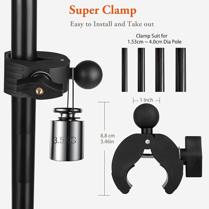 Ipad Holder for Mic Stand, Tablet Phone Holder Micophone Music Stand Mount Adjustable Rotatabe with Super Handle Clamp for iPad Pro 12.9 Air Mini, Android, 4 to 13.5inch iPhones and Tablets - Image 5
