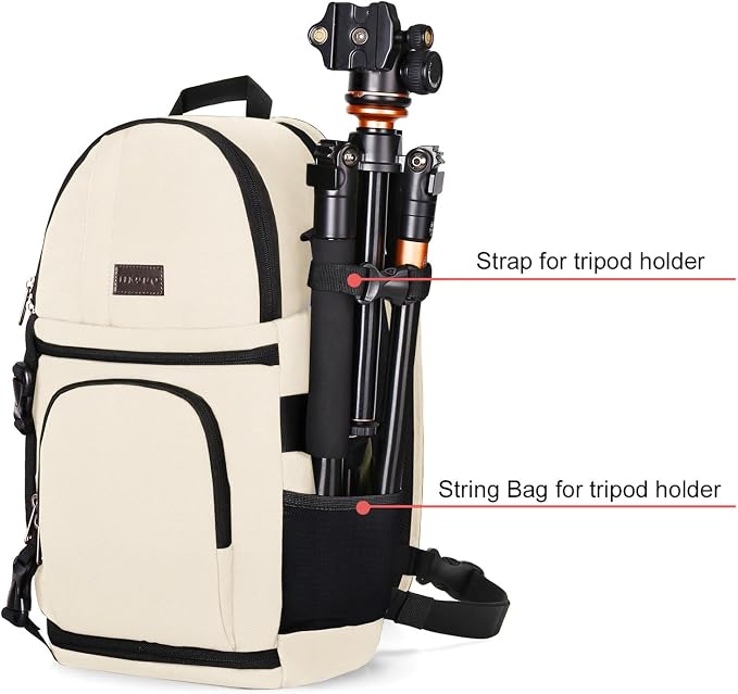 MOSISO Camera Sling Bag, DSLR/SLR/Mirrorless Camera Case Camera Backpack | Shockproof Photography Bag with Tripod Holder&Removable Modular Inserts Compatible with Canon/Nikon/Sony/Fuji, Beige - Image 3