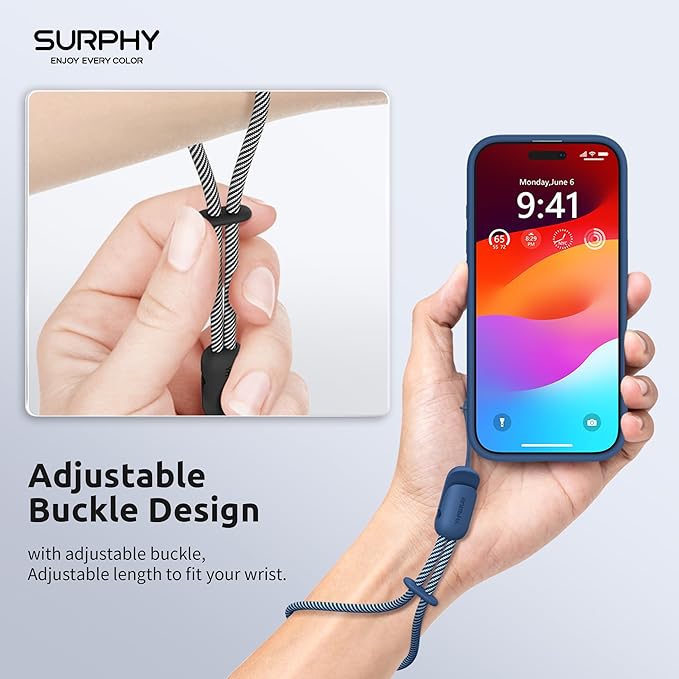 SURPHY 2 Pack Phone Lanyard, Phone Wrist Strap for Case, Camera Wrist Strap | Ultra-Light 2-Color Braided Phone Strap, Cellphone Charm Strap, Anti-Lost Wrist Lanyard for Women and Men, Black Blue Jay - Image 3