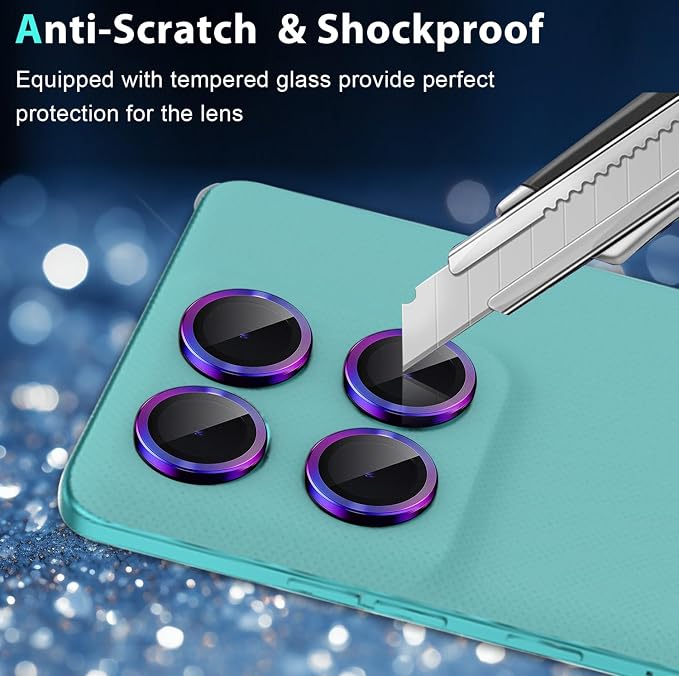 2 Set for Motorola Edge 2025 Camera Lens Protector, 9H Tempered Glass Camera Cover Protector Metal Ring Decoration Accessories (Color) - Image 5