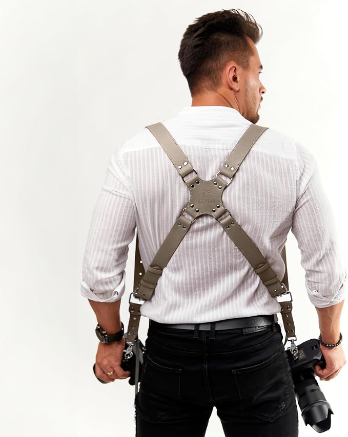 Dual Camera Harness Leather Camera Strap DSLR/SLR, All-Day Comfort - Image 6