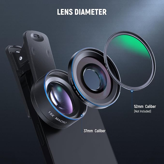 NEEWER Basics 2 in 1 Phone Camera Lens Accessories Kit, HD 0.45x Wide Angle + 15x Macro, 37mm Lens Clamp Compatible with iPhone Samsung Android Smartphone, LS-67 - Image 8