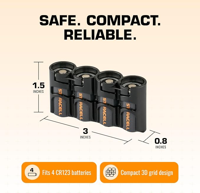 Storacell Slimline CR123 Battery Storage Caddy, Black, Holds 4 Batteries (Not Included) - Image 6