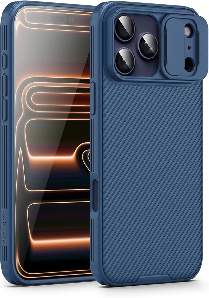 Nillkin for iPhone 17 Pro Max Case with Slide Camera Cover & Thin Slim Fit | Shockproof Protective | Protector Privacy | Phone Case Camera Lens Protector, Blue by Nillkin