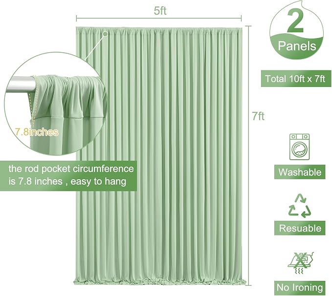 Sage Green Backdrop Curtain for Parties Wrinkle Free Dark Green Photo Curtains Backdrop Drapes Fabric Decoration for Baby Shower Birthday Party Photography 5ft x 7ft,2 Panels - Image 5