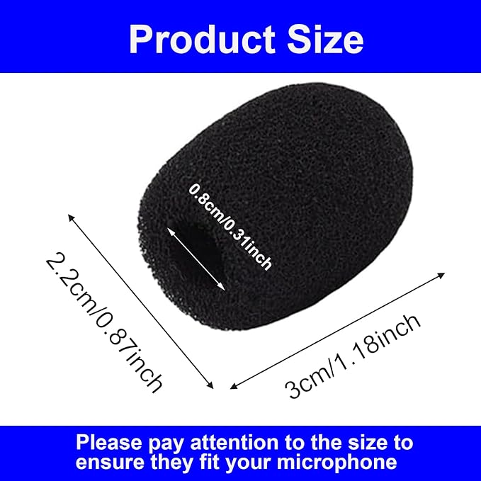 12 Pack Microphone Covers Foam, Noise Reduction Mic Cover, for Lapel and Headset Microphones Windscreen - Image 2