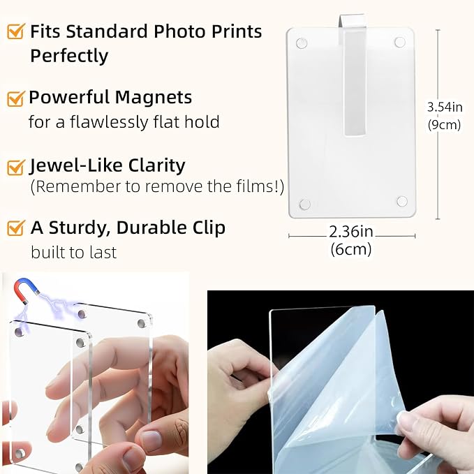 GoldenLife 2Pcs Car Picture Holder, Car Visor Photo Clip - Magnetic Nonslip Strong Stickiness, Clear Personalized Car Picture Frame, Suitable for Adding Family or Personal Photos (3.5"X2.4") - Image 3
