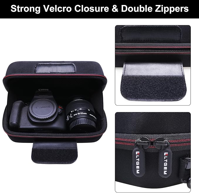 Case for Canon EOS Rebel T7/R50/R100 DSLR SLR Camera and 18-55mm Len Black | Hard Carrying Travel Case for Canon EOS Rebel T7/R50/R100/R50 V/T6/R8/R10/RP/SL3/R5/T100 DSLR SLR Camera and 18-55mm Len - Image 6