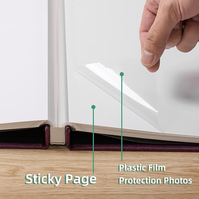 Large Photo Album Self Adhesive Scrapbook Album for 4×6 5×7 8×10 Pictures DIY Magnetic Linen Cover Album 60 Pages for Family Wedding Gifts with Metal Pen and Plastic Board - Image 5