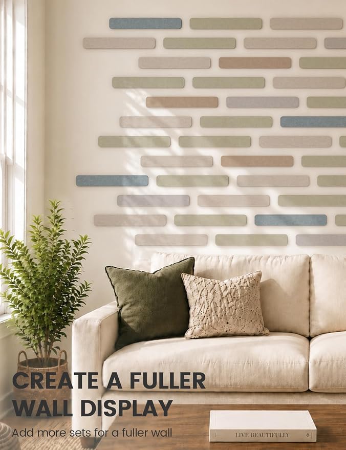 Fluxynara 13" x 2" Felt Wall Panels, Coastal | 8-Pack Includes 50 Push Pins and Adhesive Tabs for Photos, Notes and Decor in Bedroom Doors, Home Office or Studios - Image 7
