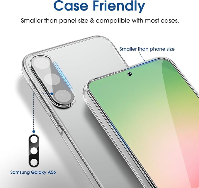 amFilm OneTouch for Samsung Galaxy A56 Screen Protector Tempered Glass | Auto-Alignment, 30s Install, Bubble Free, Scratch & Drop Protection, HD Clear, Camera Lens Protector, 2+2 Pack (A56-6.7'') - Image 5