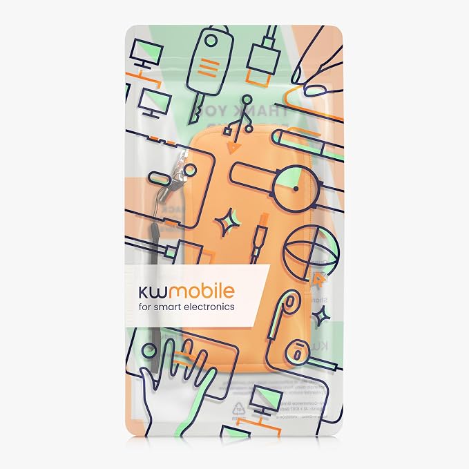 kwmobile Universal Phone Pouch Size XXL - 7" - Neoprene Smartphone Pouch with Zip - Water-Repellent Mobile Phone Case - Sleeve in Neon Orange - Image 7