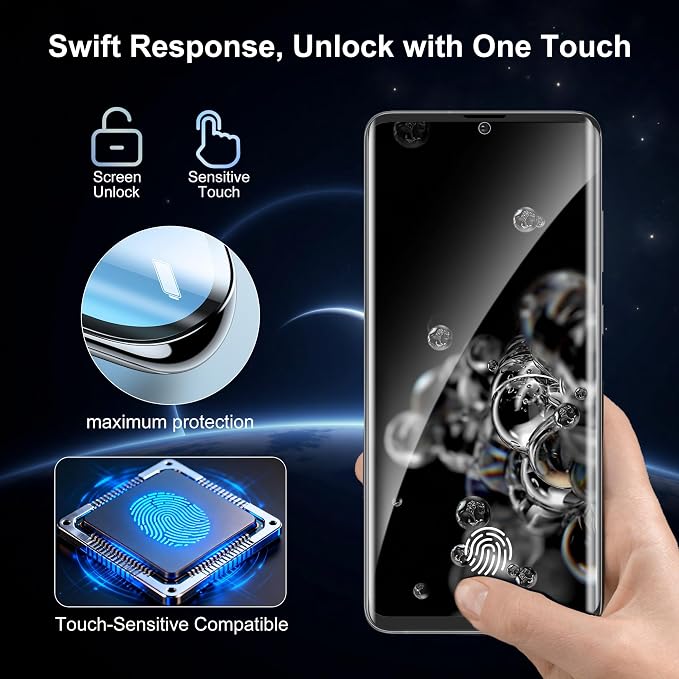 2+2 Pack for Samsung Galaxy S20 Ultra Screen Protector | Camera Lens Protector, Fingerprint Unclock, 9H Hardness Tempered Glass, Anti-Scratch, HD Clear, Case Friendly, Bubble-Free - Image 2