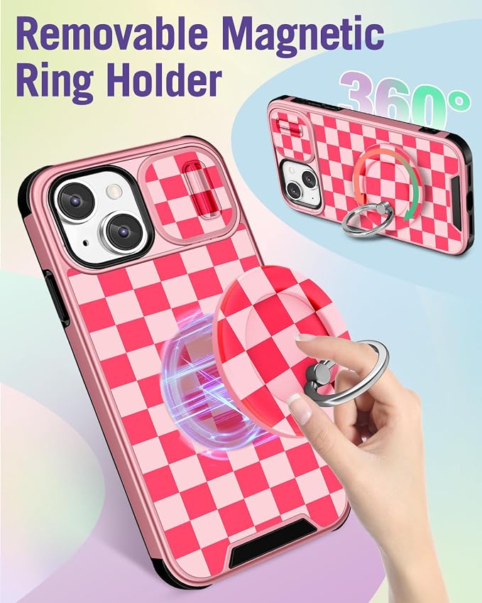Buleens for iPhone 15 Plus Case 6.7 Inch - with Ring Stand & Camera Cover Aesthetic Cute Designed for Women Girls Pretty Unique Girly for iPhone 15 Plus Phone Case Compatible with Magsafe - Image 5