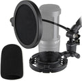 AT2020 Shock Mount with Pop Filter and Foam Windscreen, Noise Reduction Microphone Shock Mount Mic Holder for Audio Technica Mic by Rigych