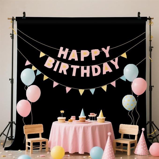 Black Photo Backdrop for Photoshoot Background Photography 5x7ft | Polyester, Portrait Product Party Photographic, Video Live Streaming - Image 2
