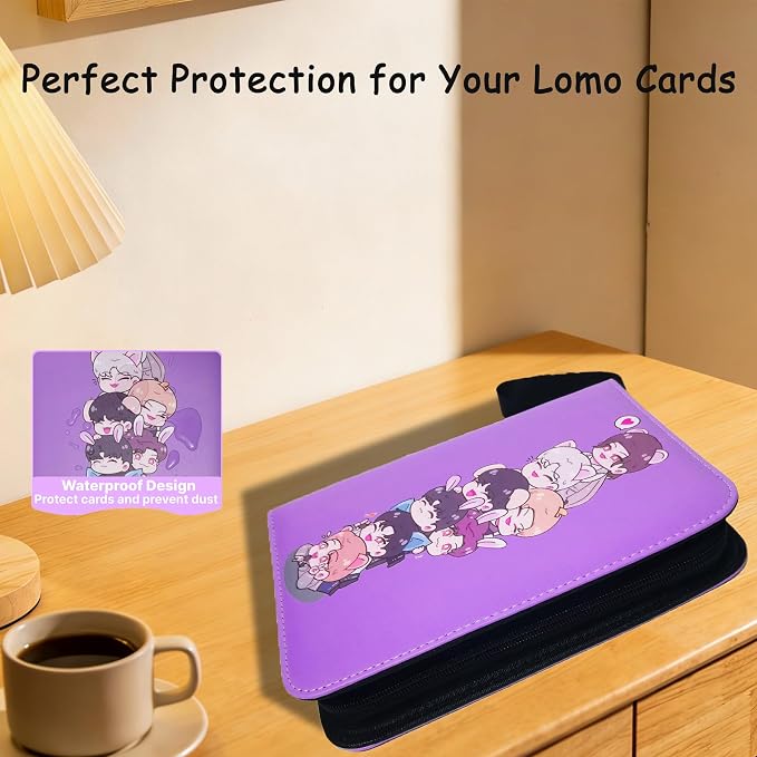 Cute Trading Photocard Binder, STAY Photo Album Cartoon Card Holder Book Storage 400 Cards with Sleeves for Lomo Cards Gift - Boys & Girls, idol Photo Protect (Purple, 4 Pockets) - Image 7