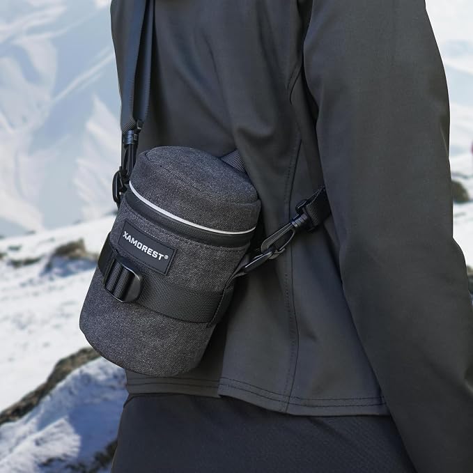 Camera Lens Case Lens Bag Compatible (4.13" x 7.28"(Canvas, Black)) - Image 2