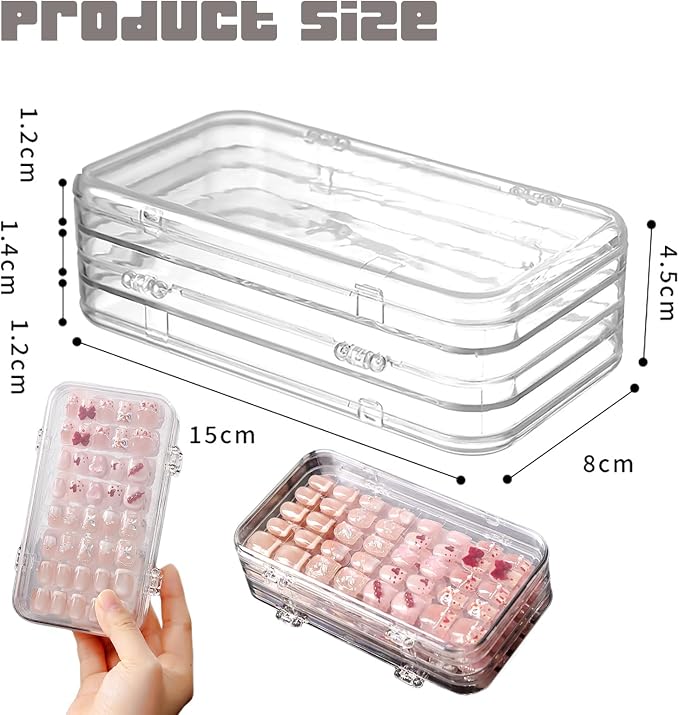 Tri-Fold Press On Nail Organizer Case - 4-Page Portable Storage Box for Fake Nails, Clear PET Plastic Travel Holder (6×3.2×1.8 inch) - Image 2