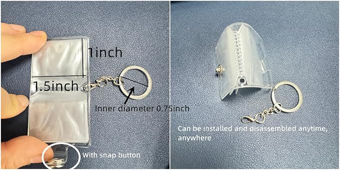 8 Clean Mini Photo Album with Keychain,1x1.5 Business Credit Card Holders | 1inch Small Hanging Photocard Holder - Photo Ornaments for Tree, Card Cases 8Page-16 Card Pockets Collection Album Bulk - Image 2