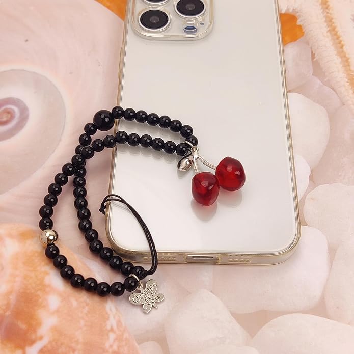 cioatu Phone Charms Cute Cherry Butterfly Cell Phone Lanyard Strap Wrist Strap for Bag Airpods Camera Pendants Decor - Image 6