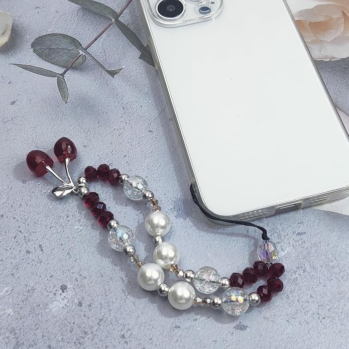 cioatu Phone Charms Cute Cherry Butterfly Cell Phone Lanyard Strap Wrist Strap for Bag Airpods Camera Pendants Decor - Image 7