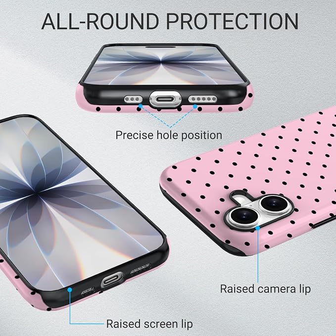 TPU Phone Case for iPhone 16, MagSafe Wireless Charging Compatible, Shockproof Slim Fit Protective Cover with Anti-Yellowing & Raised Camera Protection (Polka dot 4, iPhone 16) - Image 5