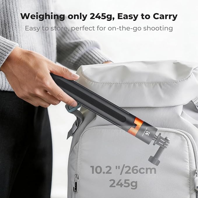 K&F CONCEPT 142cm/55.9" Telescopic Selfie Stick Tripod for Action Camera | 2-in-1 Portable Stand Handle Stick Pole For GoPro Hero 13/12/11/10/9/8, DJI Osmo Action 6/Osmo Action 5 Pro/4/3 Accessories - Image 7