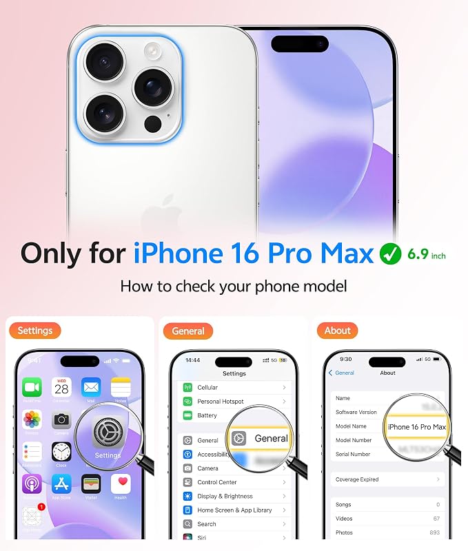FNTCASE for iPhone 16 Pro Max Case, Fit for Magsafe, Glass Screen Protector | Full Camera Protection, Translucent Matte, 14FT Military Grade Drop Proof, Shockproof Protective Phone Cover, Light Purple - Image 2
