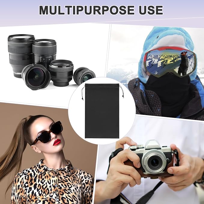 M METERXITY Ski Goggle Bag, Soft Microfiber Pouch Protective Storage Bags Case with Drawstring for Snow Goggles/Camera Lenses - Image 6