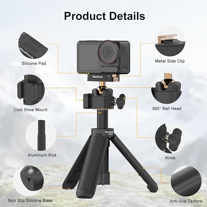 Mini Extension Tripod with Magnetic Quick Release Compatible with Osmo Action 5 Pro/4/3, Osmo 360, 2-in-1 Extendable Selfie Stick Tripod 360° Ball Head & Cold Shoe Mount Handle Grip/Extendable Rod | Travel Handle Grip for Action 5PRO/4/3|Cold Shoe Moun... - Image 2