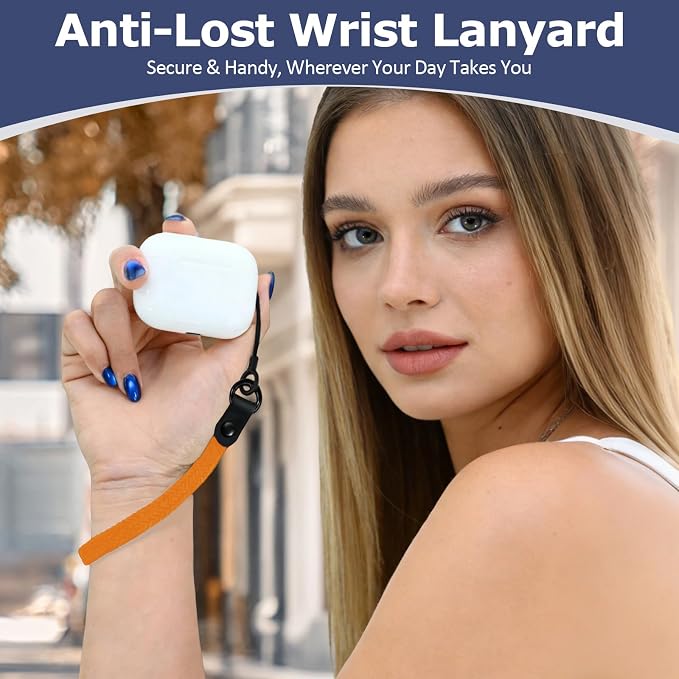 Elastic Nylon Wrist Lanyard for AirPods Case, Anti-Lost Strap for AirPods 1/2/3/Pro/Pro 2 Charging Case, Multi-Functional Wrist Strap for Phones Keys Cameras Small Gadgets, Orange - Image 2