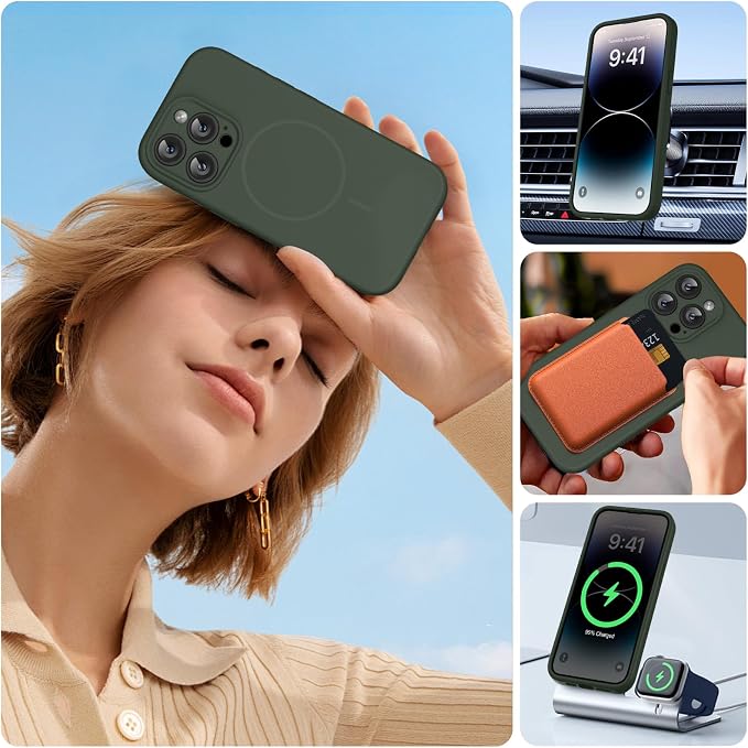 miracase Magnetic for iPhone 14 Pro Max Case, [Soft Anti-Scratch Microfiber Lining], Compatible with MagSafe, Silicone Shockproof Protection Phone Case for iPhone 14 Pro Max,Dark Green - Image 6