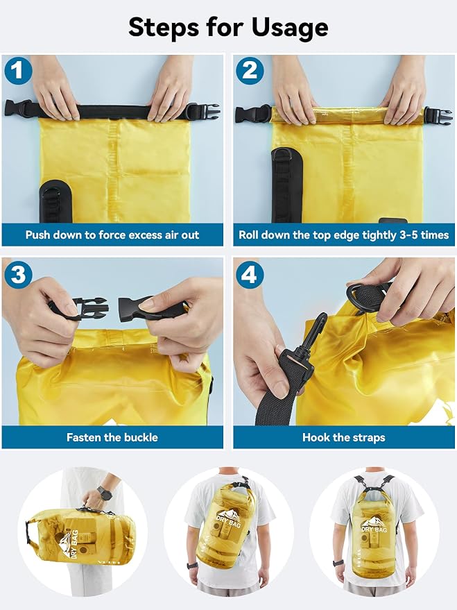 HEETA Dry Bag Waterproof Backpack with Phone Case 5L/10L/20L/30L/40L | Roll Top Lightweight Dry Storage Bag for Women Men, Travel Boating Kayaking Paddle Board Camping Beach Essentials Accessories - Image 5
