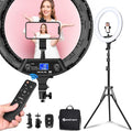 Yesker Ring Light 18" Wireless Remote LCD Screen with Tripod Stand 65W LED Ringlight Bi-Color 3200-5500K CRI≥95 for Portrait Live Stream Photography Tiktok Video Zoom Meeting Online Teaching by YESKER