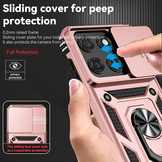 SunStory Compatible with Motorola Moto Edge 2026 Case with HD Screen Protector & Slide Camera Cover & Rotated Ring Kickstand, [Military-Grade] Phone Case for Moto Edge 2026,Rose Gold - Image 3