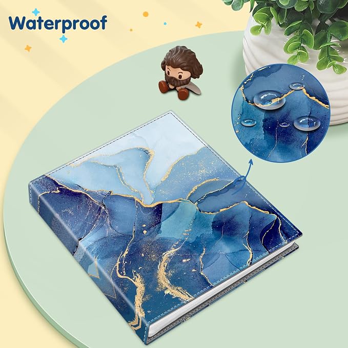 Fintie Photo Album for 8x10 Photos, 52 Pockets Vegan Leather Memory Book | Premium Cover Picture Book, For Family/Wedding/Couples Keepsakes, Anniversary Photos & Artwork Collection, Ocean Marble - Image 5