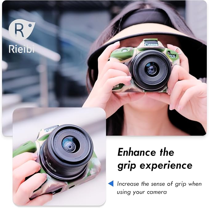 Rieibi EOSR50 EOS R50 Case, Soft Silicone Protective Case for Canon EOS R50 EOSR50 Vlogging Camera, Lightweight EOS R50 Camera Case Cover Grip Body Skin - Camouflage - Image 7