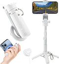 MQOUNY for Magsafe Tripod Stand for iPhone,Portable Pocket Size Selfie Stick with Rechargeable Remote and Metal Ring,Extendable Detachable Cell Phone Tripod Compatible with iPhone/Android (White) by MQOUNY